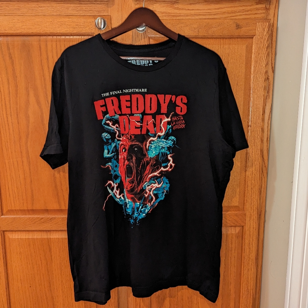 Freddy's dead black t shirt men size XXL 2XL Krueger 3D Gutter Garbs release 3D
